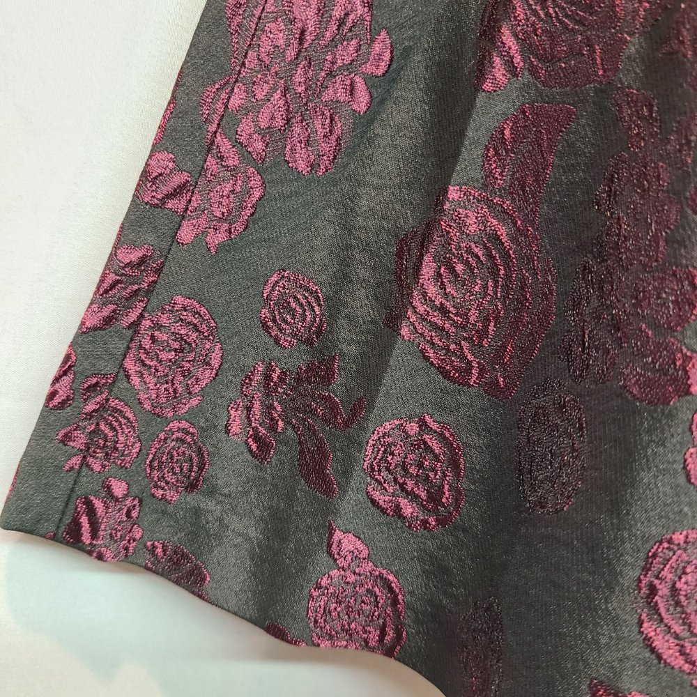 Club Monaco Skirt Womens 4 Skater Fit Flare Floral Black Purple - Picture 2 of 7